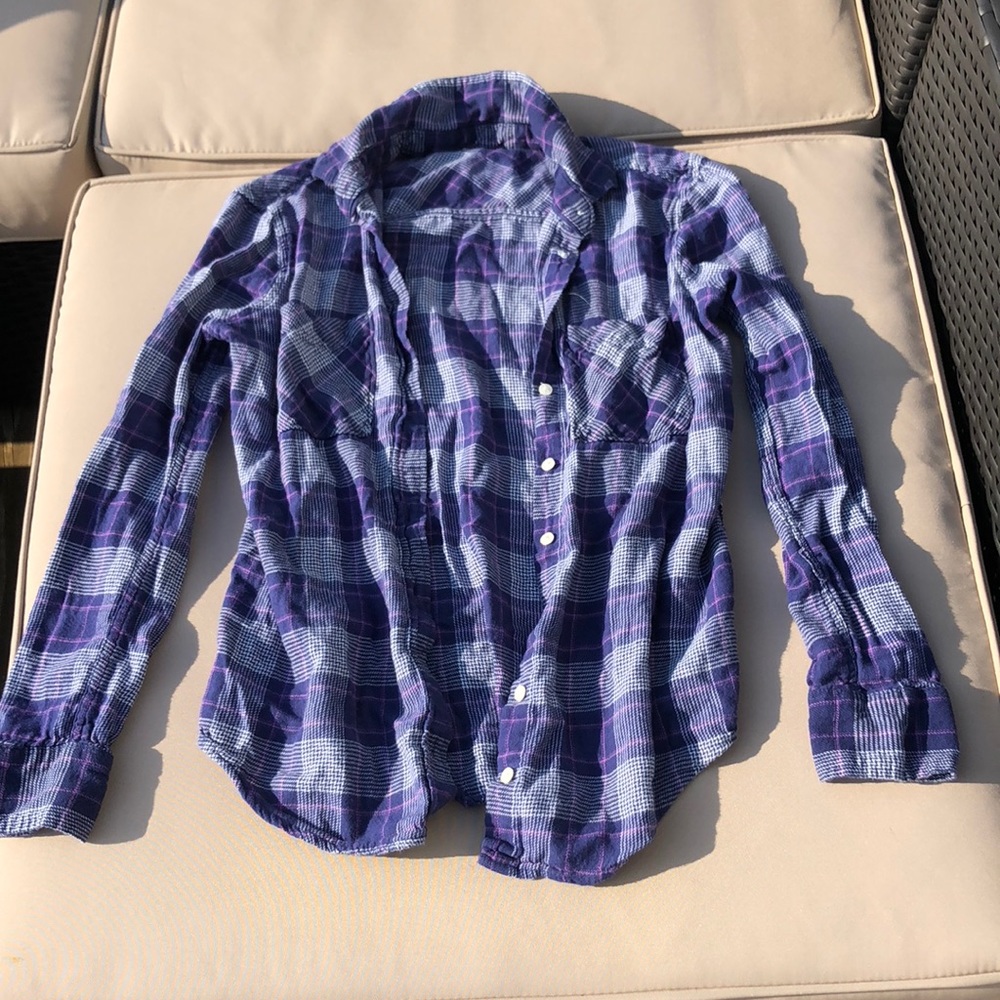 Aeropostale Blue, Purple, and White Flannel Size S